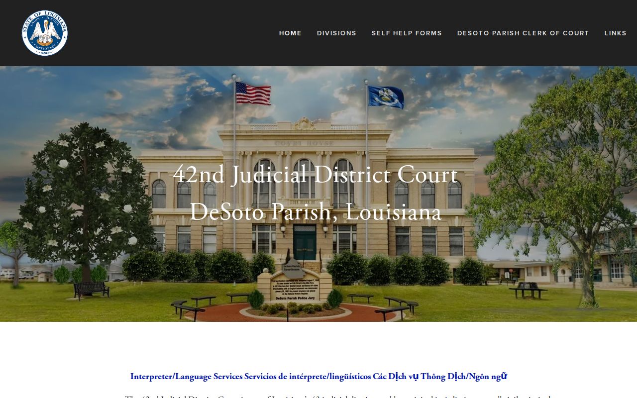 42nd Judicial District Court jurisdiction and divisions for DeSoto Parish bench warrants
