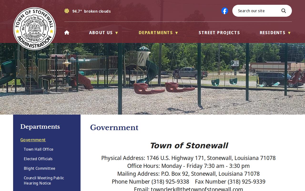 Stonewall government navigation page related to Stonewall warrant records access